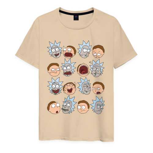 Футболка мужская ВсеМайки Faces Rick and Morty бежевая 4XL в Кальцедония